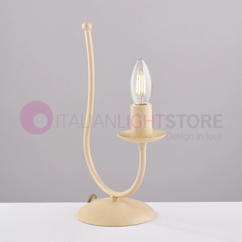 BAJA Lampada da comodino Candelabro Ferro Rustico Avorio decapè
