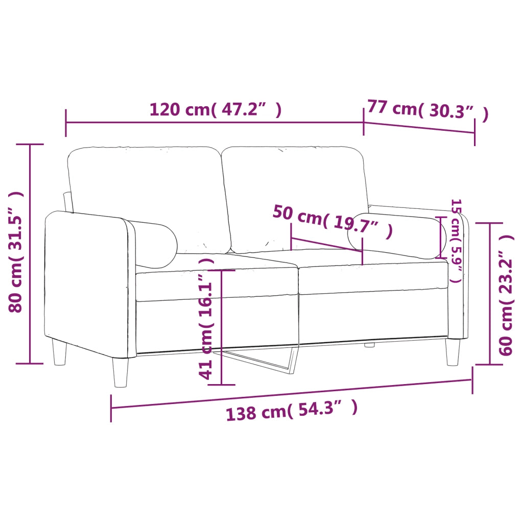 Divano a 2 Posti con Cuscini-Sofa 2 Posti con Cuscini Rosa 120 cm in Velluto 289202