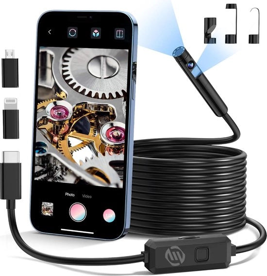 Endoscopio per iPhone - Cassetta di Indagine - Cassetta di Ispezione - Strumento di Ispezione - Impermeabile - Cassetta HD - Premium