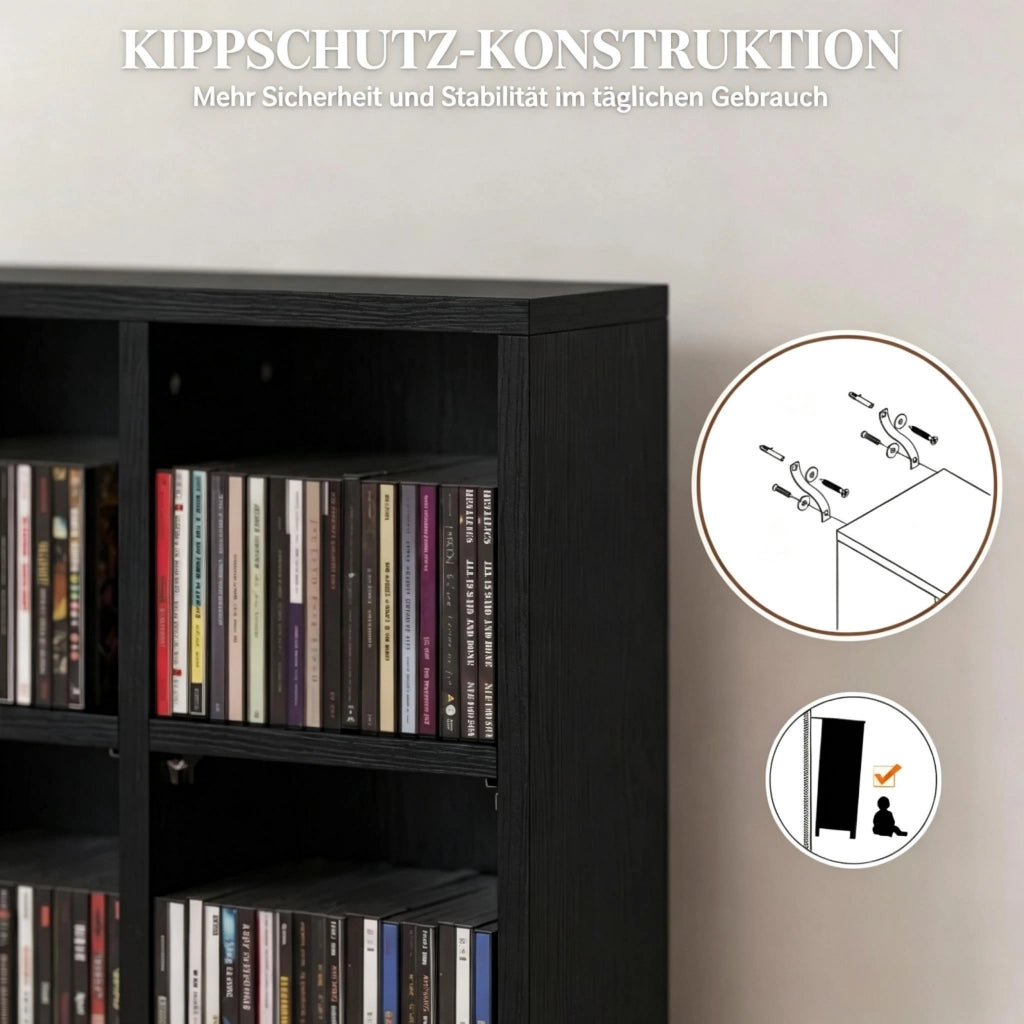 Ampio ripiano per dispositivi multimediali, mobiletto funzionale per CD e DVD, mobiletto per dispositivi multimediali