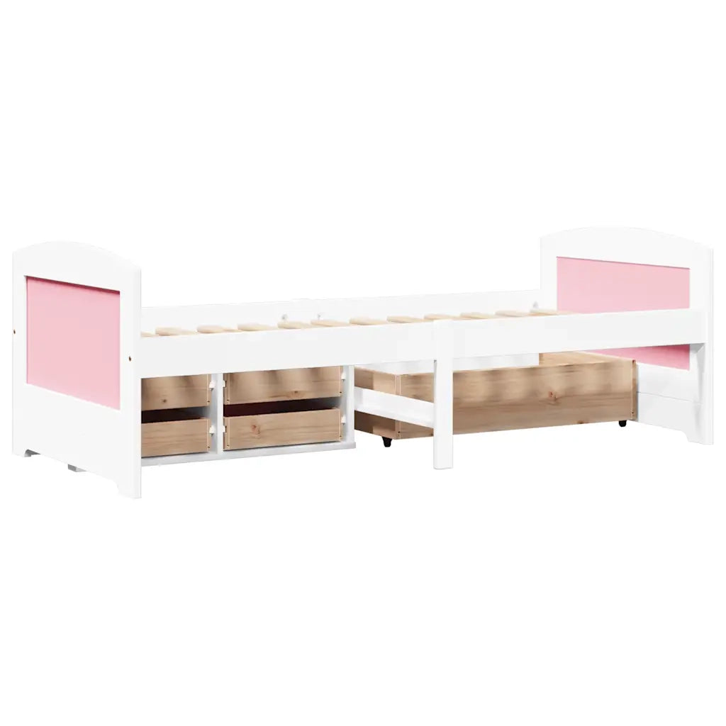 Dormeuse 5 Cassetti senza Materasso Bianco&Rosa 90x200 cm IRUN 3314683
