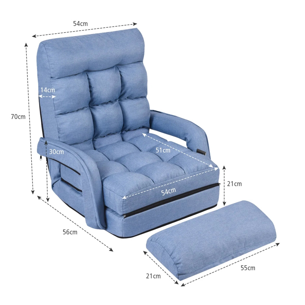 Poltrona trasformabile 54 x 56 x 70 cm 5 posizioni regolabili comoda stile moderno lino blu 20_0012077