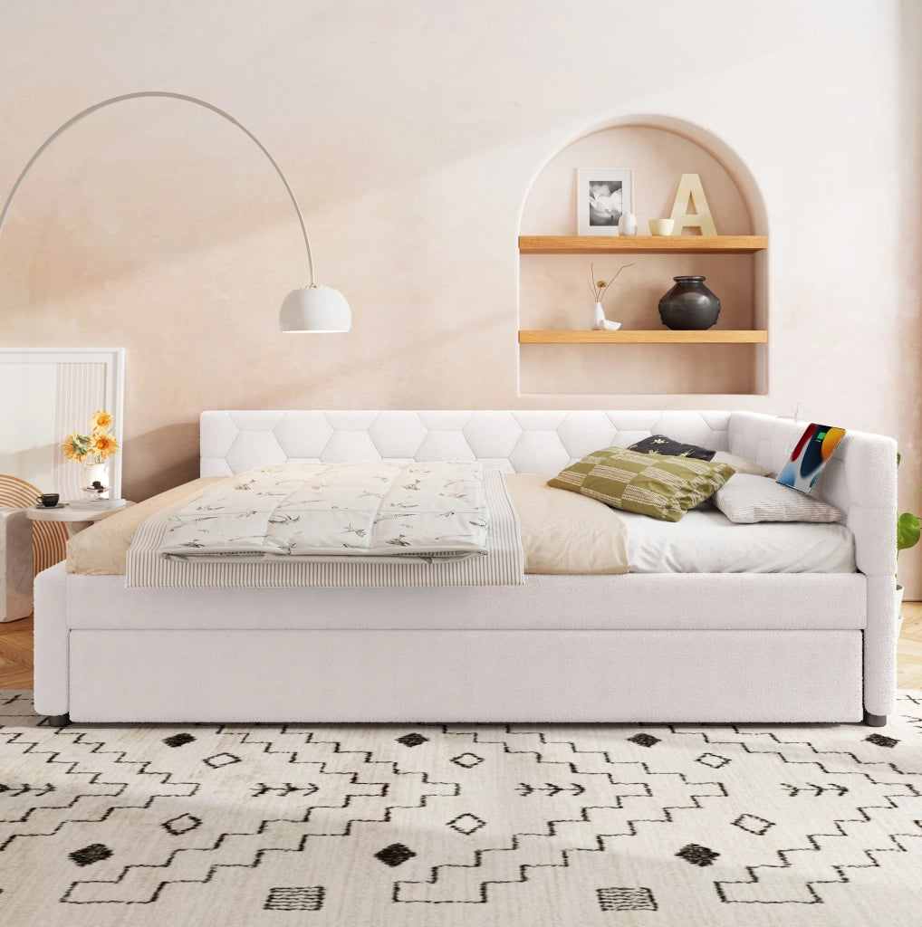 Letto 140x200 cm con letto estraibile; USB e Type-C