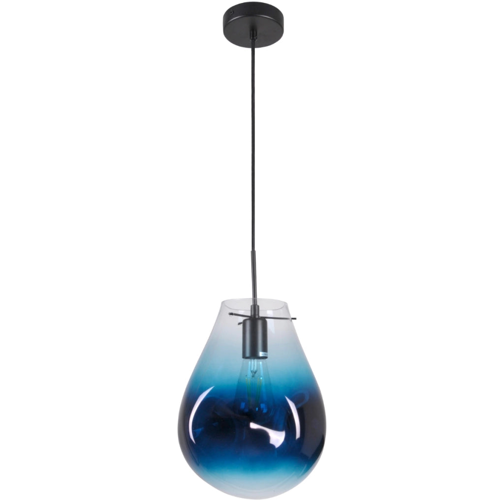 Lampada a sospensione Polux Kimberly vetro blu E27 Ø20