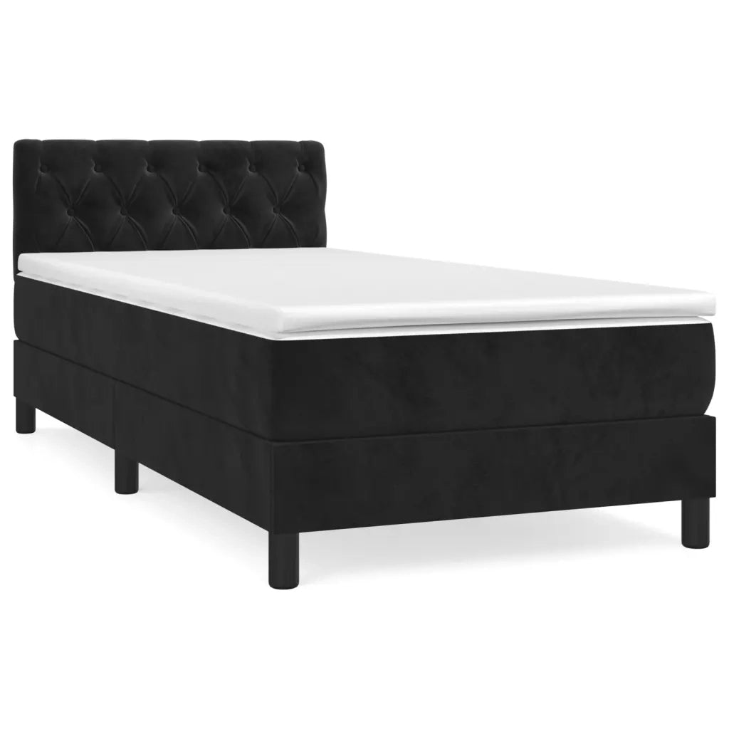 Giroletto a Molle con Materasso Nero 80x200 cm in Velluto 3141451