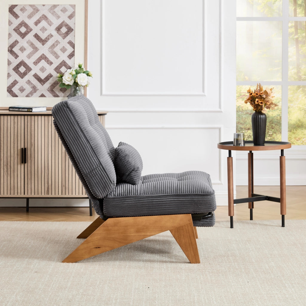 POLTRONA reclinabile in corduroy 127x73x90 cm grigio scuro con cuscino lombare