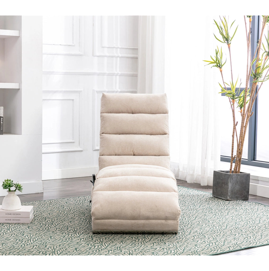 Chaise longue massaggiante 55x148 cm beige in lino, vibrazione