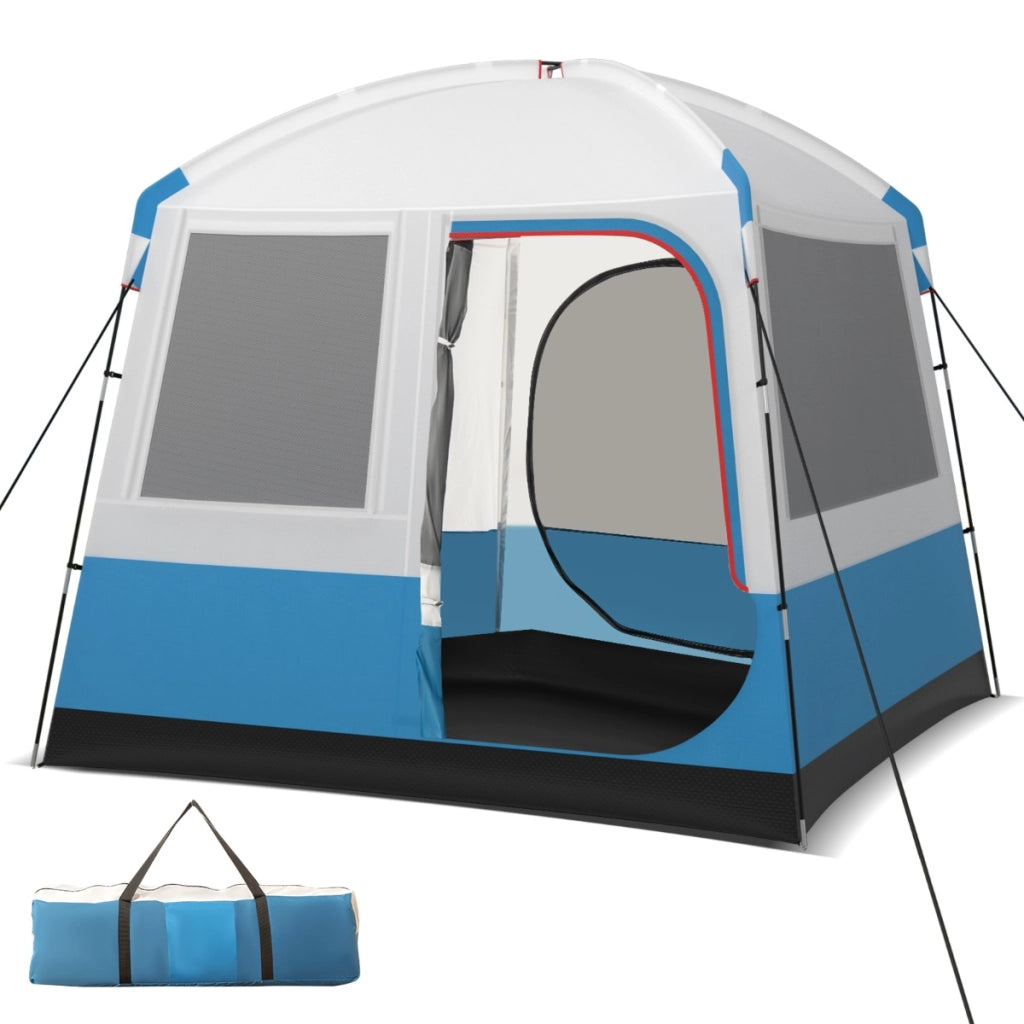 Tenda da campeggio per 5 persone, Tenda da trekking impermeabile con porta in rete finestre in rete e borsa Bianco-Tende
