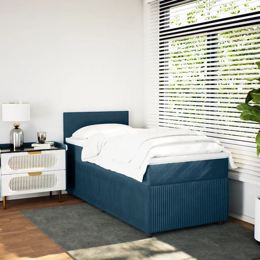 Giroletto a Molle con Materasso Blu 90x190 cm in Velluto