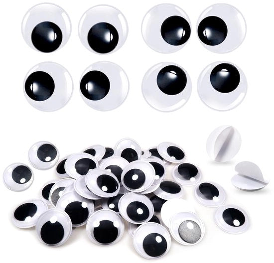 Occhi a Goccia Zelfadesivi 30mm - 40 Pezzi - Plastica - Occhi Bianchi/Neri - Accessori Creativi - Per Scrapbooking - Occhi a Goccia