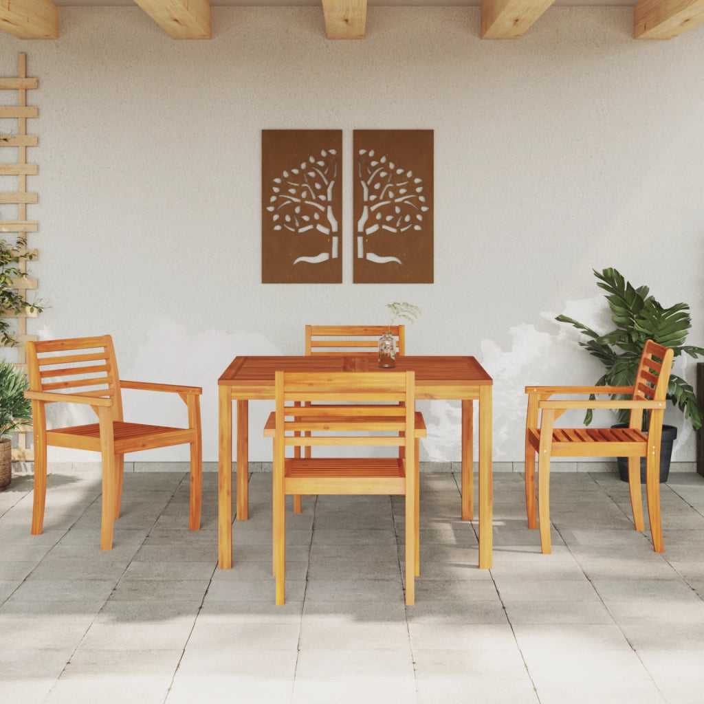 Set da giardino da pranzo 5 pezzi in legno massello di acacia