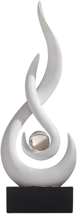 Decorazione moderna di arte astratta Tavolo decorativo con figura in oro e ornamenti bianchi per soggiorno Regalo ideale Decorazione per la casa 12,7 x 6,3 x 26,7 cm Oggetti da collezione per la casa