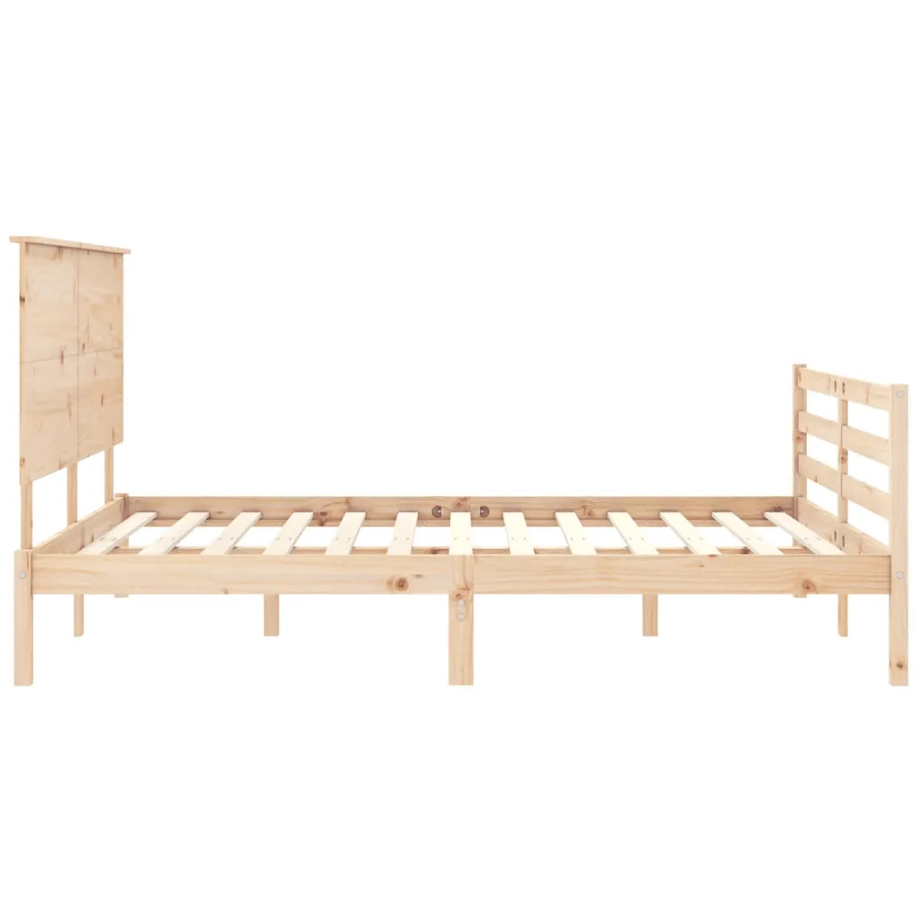 Giroletto con Testiera-Struttura Letto con testiera King Size in Legno Massello 980364