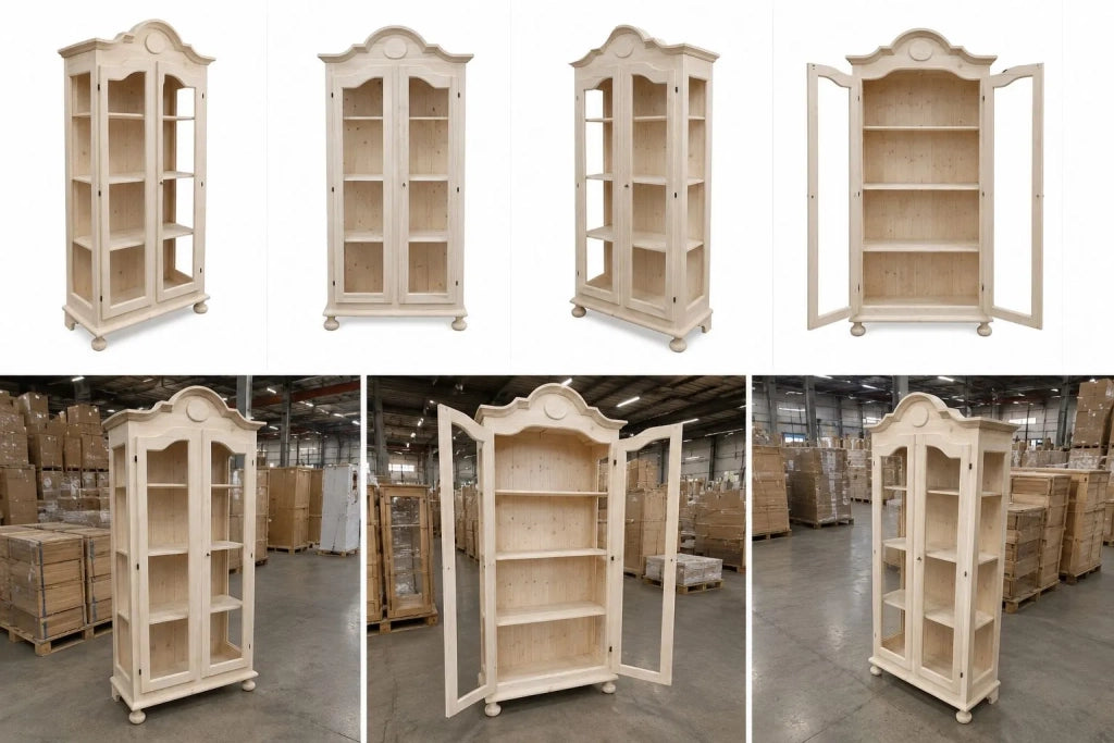 Vetrina 2 porte 3 ripiani legno grezzo 103x45x197 (958) - Mobili 2G