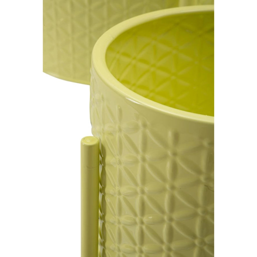 Set di 3 Vasi per Piante VKH424, Giallo, Metallo, 36x36x56,5 cm