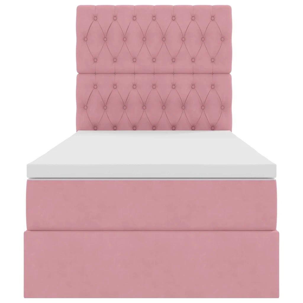 Letto con contenitore e materasso Rosa 100 x 200 cm Velluto