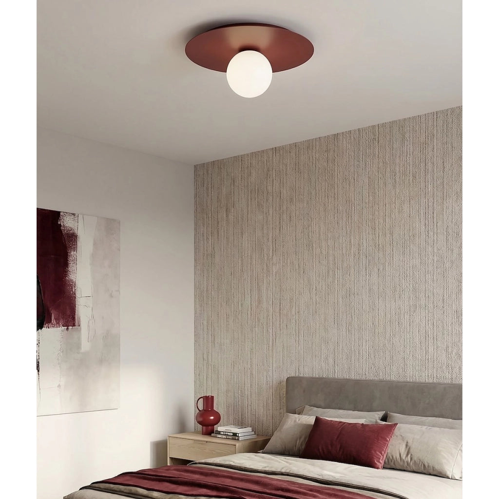 Lampada da soffitto SOLAR bordeaux con diffusore in vetro opalino