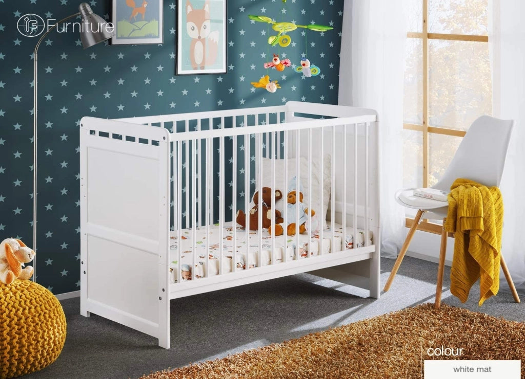Lettino Culla 3 posizioni Cm 124 x 67 x 57H colore Bianco