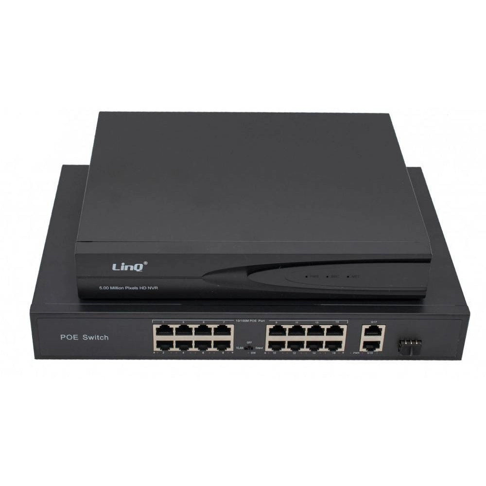 Trade Shop - Nvr 16ch Canali Rec&live Full Hd 1080p Wifi H.264 H.265 Switch Poe 5mpx Nvr1616 -