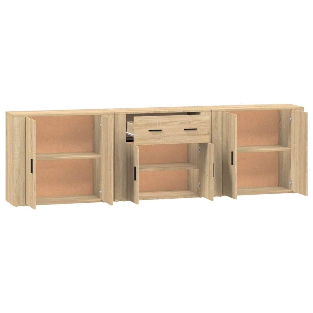 Buffet credenza cassettiera armadio mobile contenitore organizer per cucina soggiorno salotti 3 pezzi legno ingegnerizzato Sonoma marrone 02_0037100