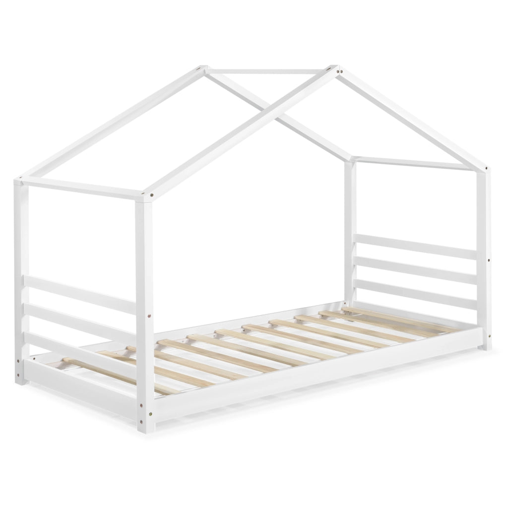 Letto a Casetta per Cameretta Vardø con Materasso 90x200 cm Bianco [en.casa]