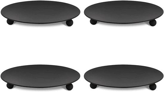 Set di 4 candele in ferro decorativo da 10 cm - nero - per matrimonio e casa