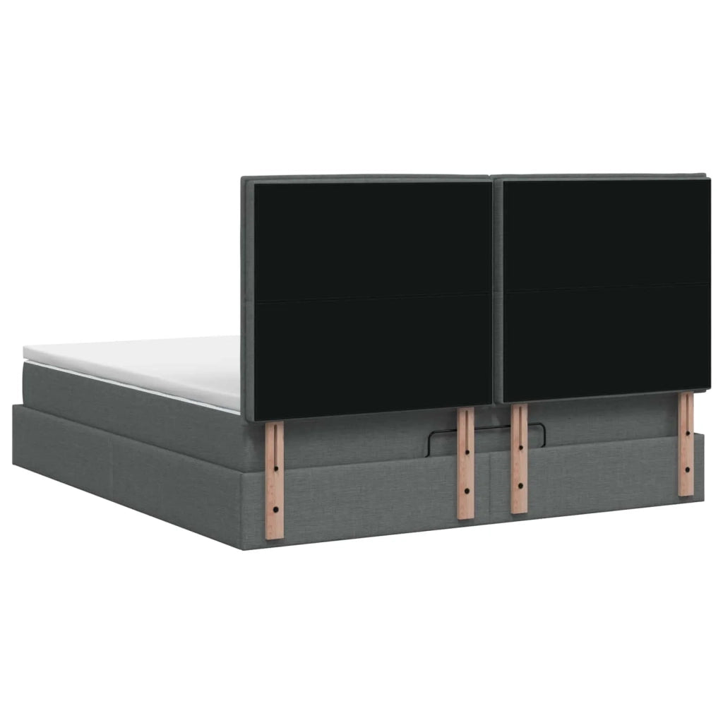 Letto Ottomano con Materasso e LED Grigio Scuro 140 x 190 cm 3457987