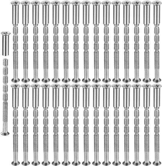 30 pezzi di viti a chiodo e viti di connessione M3 - Set di viti M3 x 60 mm per cardini con morsetti di aggancio - Inclusi viti M3 x 16 mm a testa rotonda per maniglie di porta