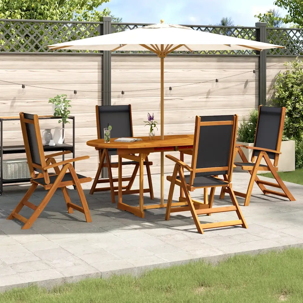 Set Pranzo da Giardino 5pz Legno Massello di Acacia e Textilene