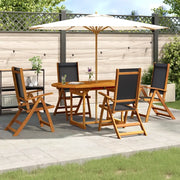 Set Pranzo da Giardino 5pz Legno Massello di Acacia e Textilene
