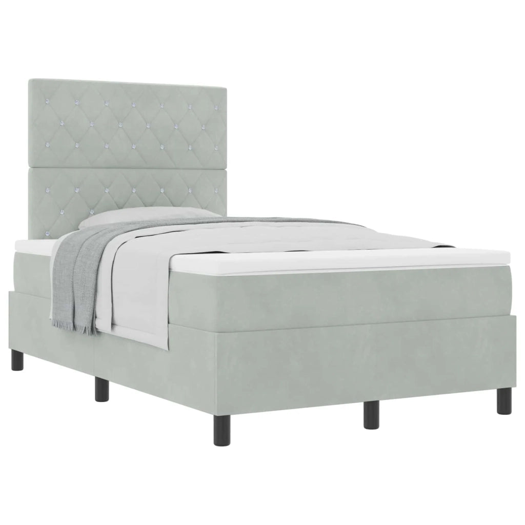 Letto a molle con materasso Grigio chiaro 120 x 190 cm Velluto 3339752