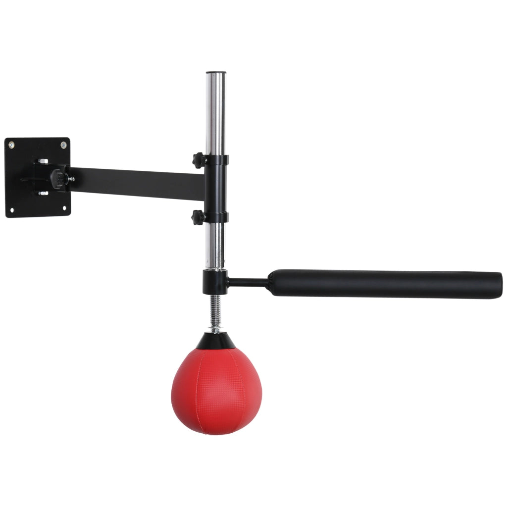 Speed Bag a Parete per Boxe e MMA 79x72x20 cm ad Altezza Regolabile con Asta in Acciaio e PU Rosso