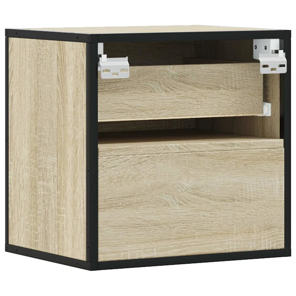 Set di 2 Comodini | Armadio da Notte | Mobiletto da notte a Muro Rovere Sonoma 40x31x39,5 cm