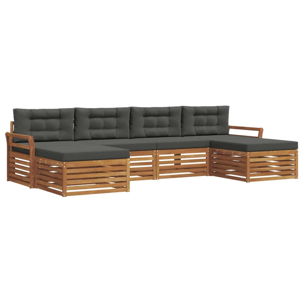 Set divani 6 pcs Naturale e Antracite Legno di Acacia Massello 3373902