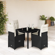Set BistrÃ² da Giardino 5 pz con Cuscini in Polyrattan Nero