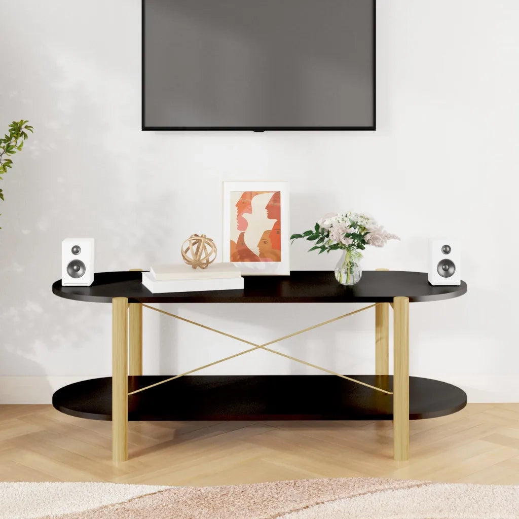 Tavolino da Salotto Nero 110x48x40 cm in Legno Multistrato 345688