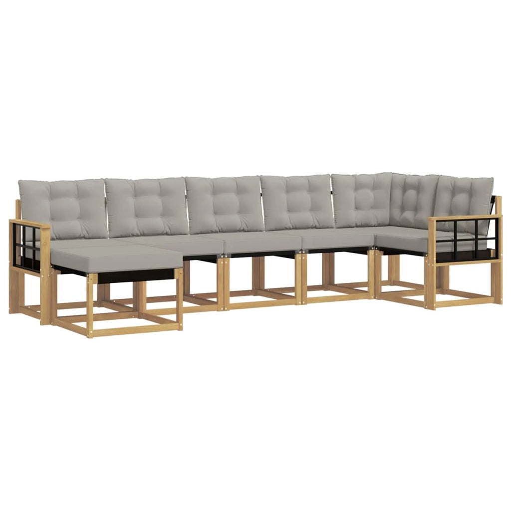 Set di divani da esterno 7 pcs Bianco e Grigio Chiaro