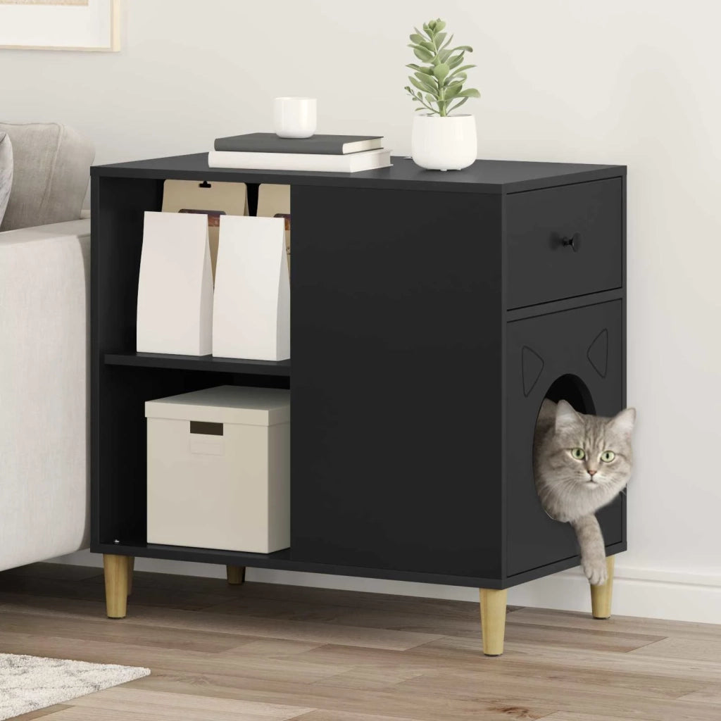 Casa per Gatti Nero 72 x 42.5 x 70 cm Legno multistrato 8000681