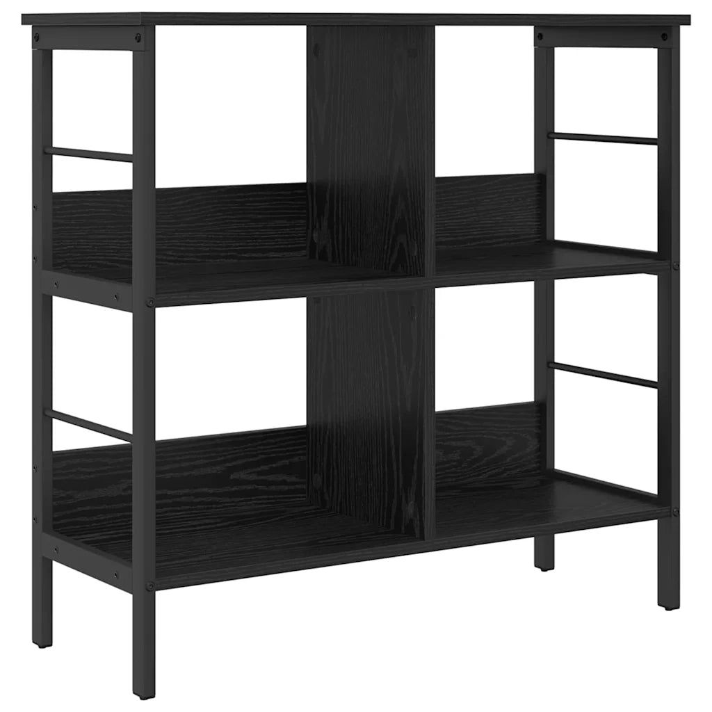 Libreria-Scaffale per Libri-Mobile di Stoccaggio Rovere Nero 82 x 32 x 79 cm Legno multistrato