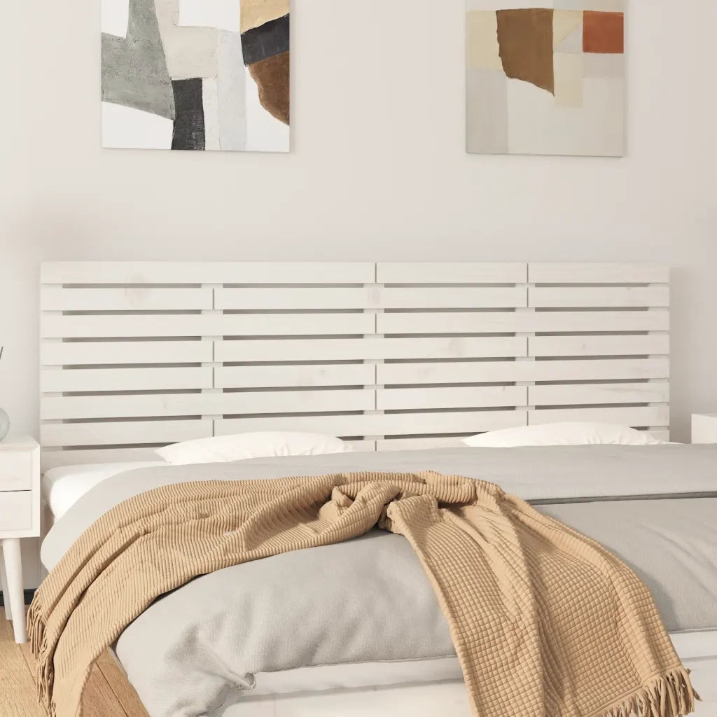 Testiera da Parete Bianca 166x3x63 cm in Legno Massello di Pino 824749