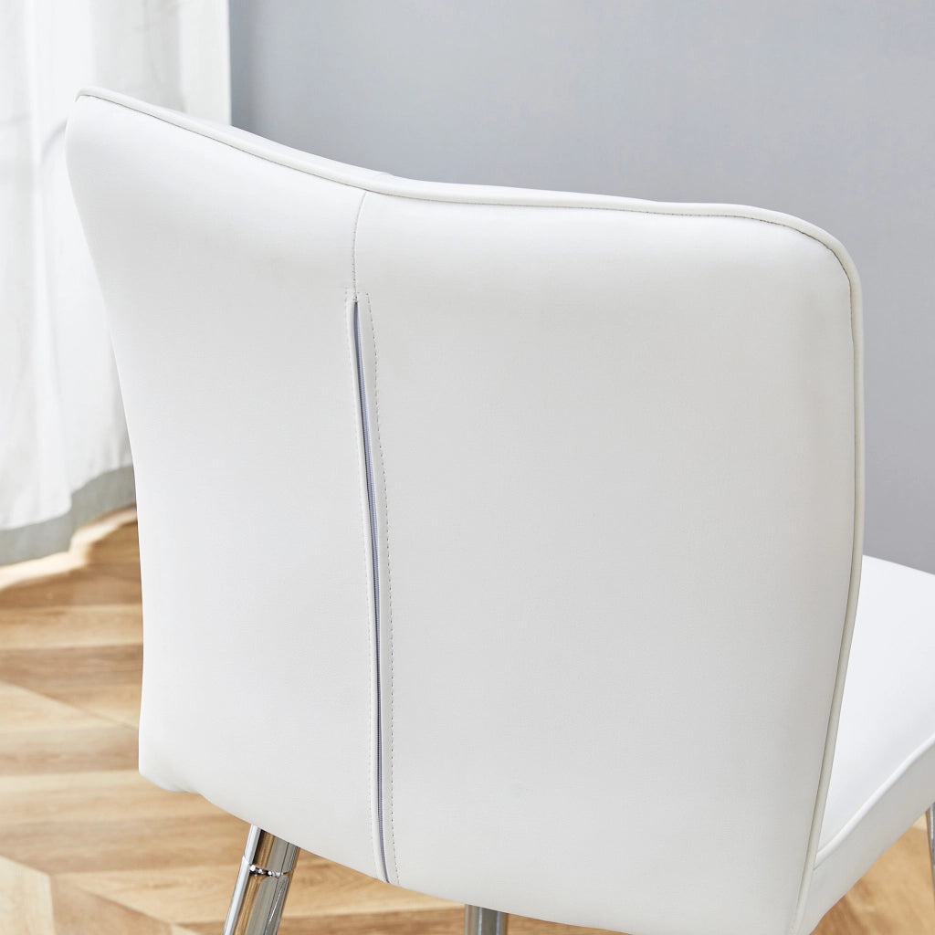 Sgabello da bar con schienale ergonomico e poggiapiedi, struttura stabile in PU e metallo bianco e argento