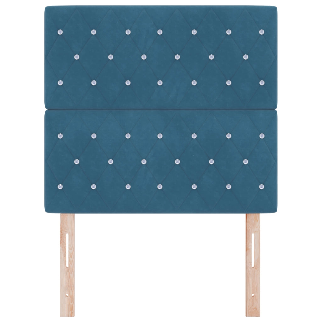 Testiera  Blu Scuro 90 cm con Bottoni di Cristallo Tufted