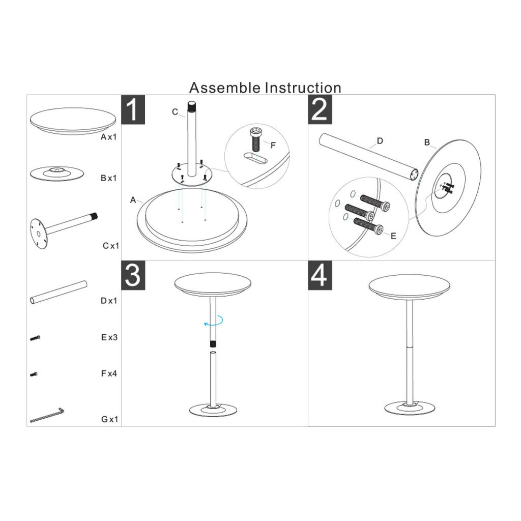 Tavolino bar alto Simply con struttura in metallo oro e piano bianco