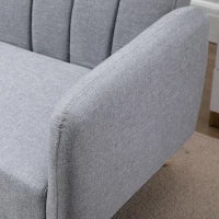 Divano Letto Convertibile a 2 Posti, Design Scandinavo, Schienale Regolabile su 3 Posizioni, Piedi in Legno, Tessuto Effetto Lino, Grigio