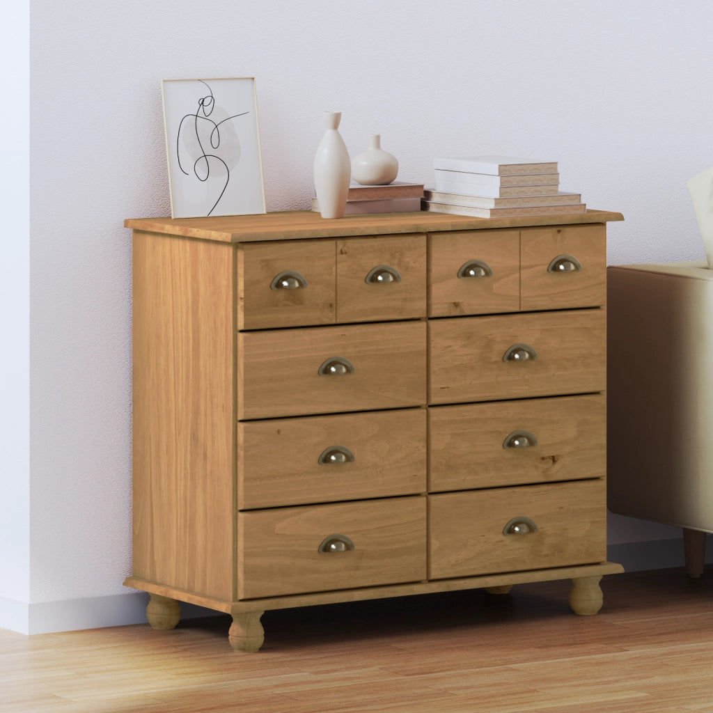 Cassettiera 'ASKIM'Marrone miele 91x40x79 cm Legno massello di pino