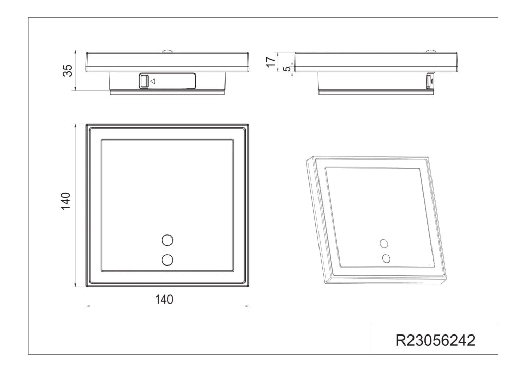 Applique da esterno LED ricaricabile, c/sensori, quadrata, 14x14 cm, Fortaleza