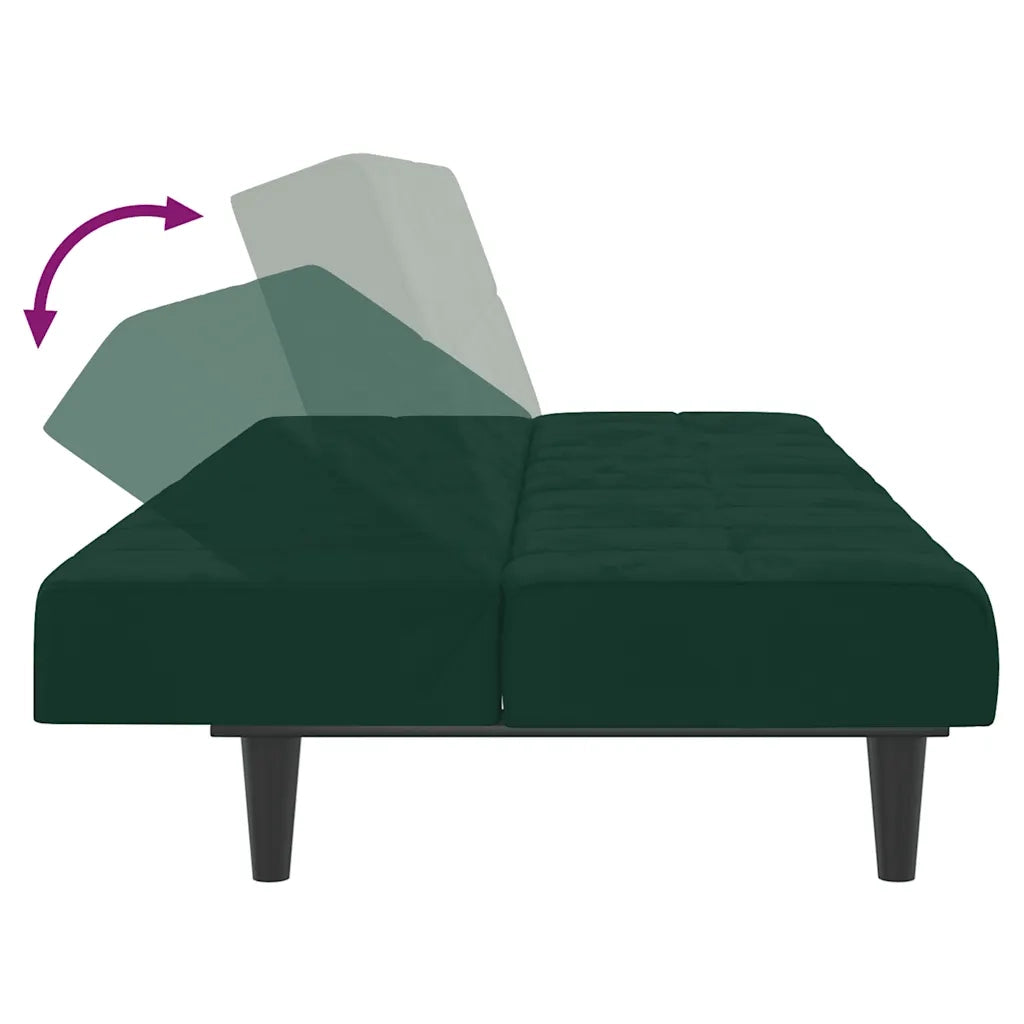 Divano Letto a 2 Posti Verde Scuro in Velluto 375843
