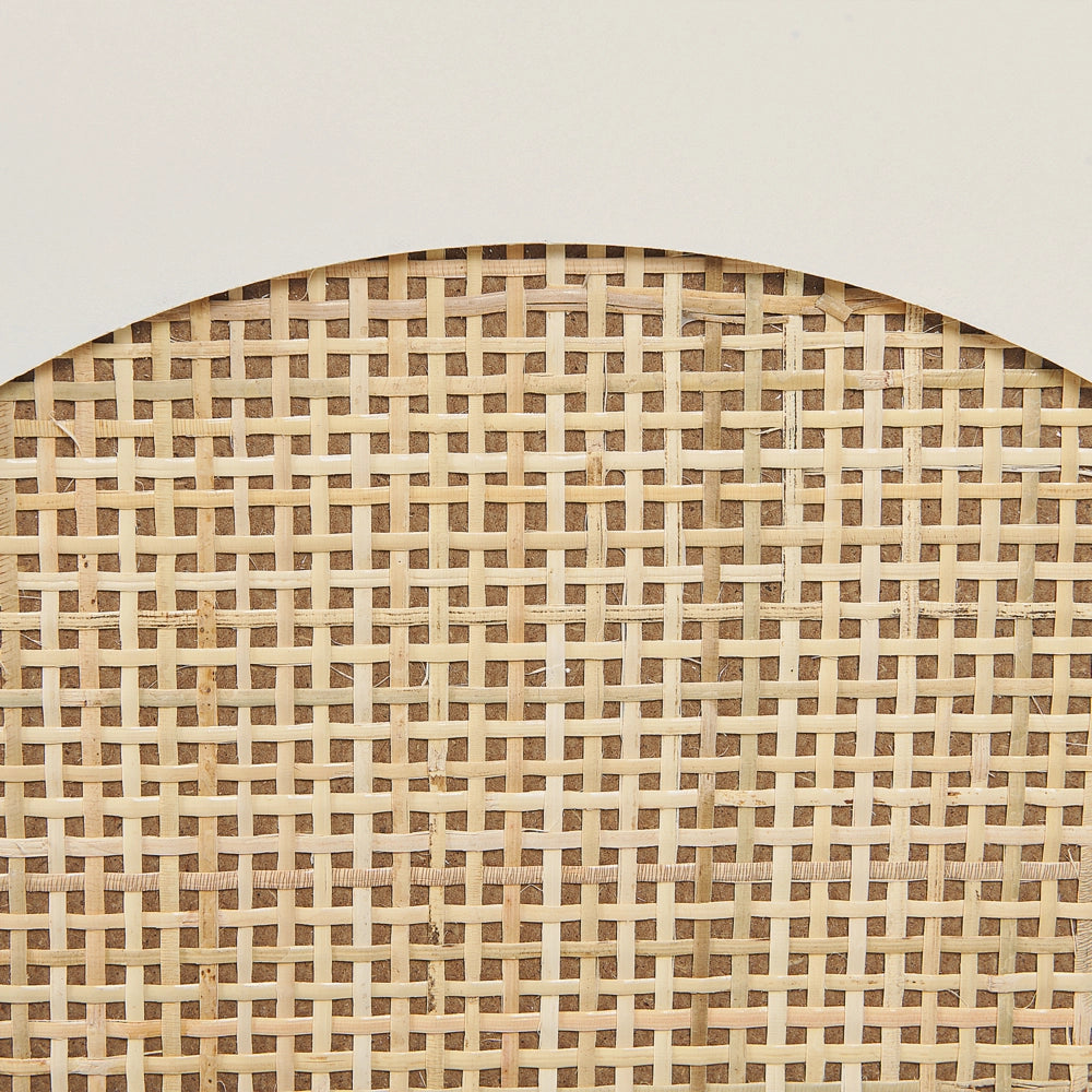 Credenza a 3 ante in legno bianco di manifattura con maniglie a foro frontale in rattan Armadio Soggiorno Camera da letto Stile Boho