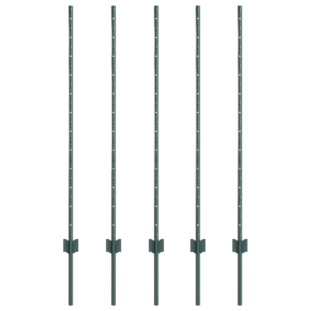 Pali di Recinzione 5 pcs Canale a U Verde 120 cm Acciaio