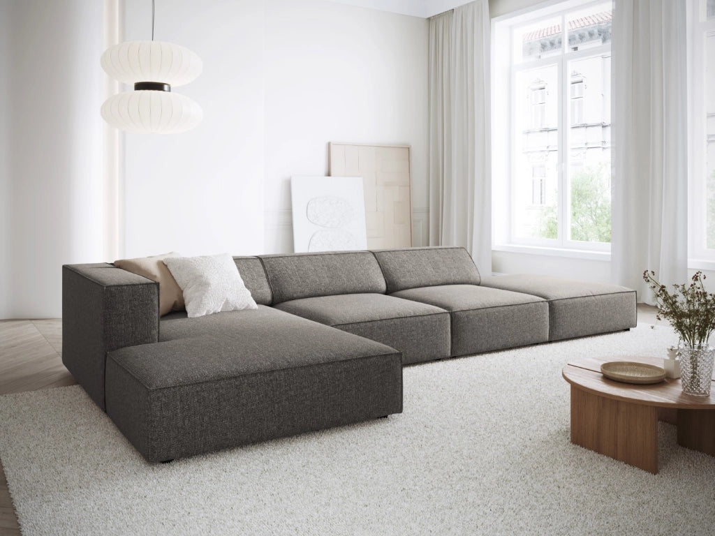 Cosmopolitan Design - Divano angolare sinistro "Arendal" 5 posti in ciniglia grigio 